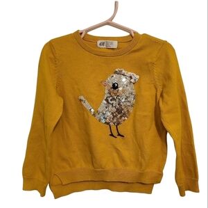 H&M Girls Size 2-4 Yellow Bird Sweater Top